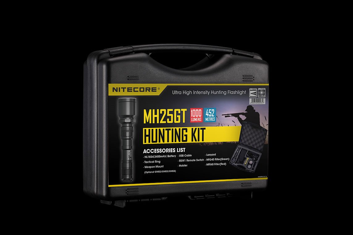Nitecore MH25GT Hunting Torch Flashlight Kit, Rechargeable, 1000 Lumens, 452m Range - Australian Tactical Precision
