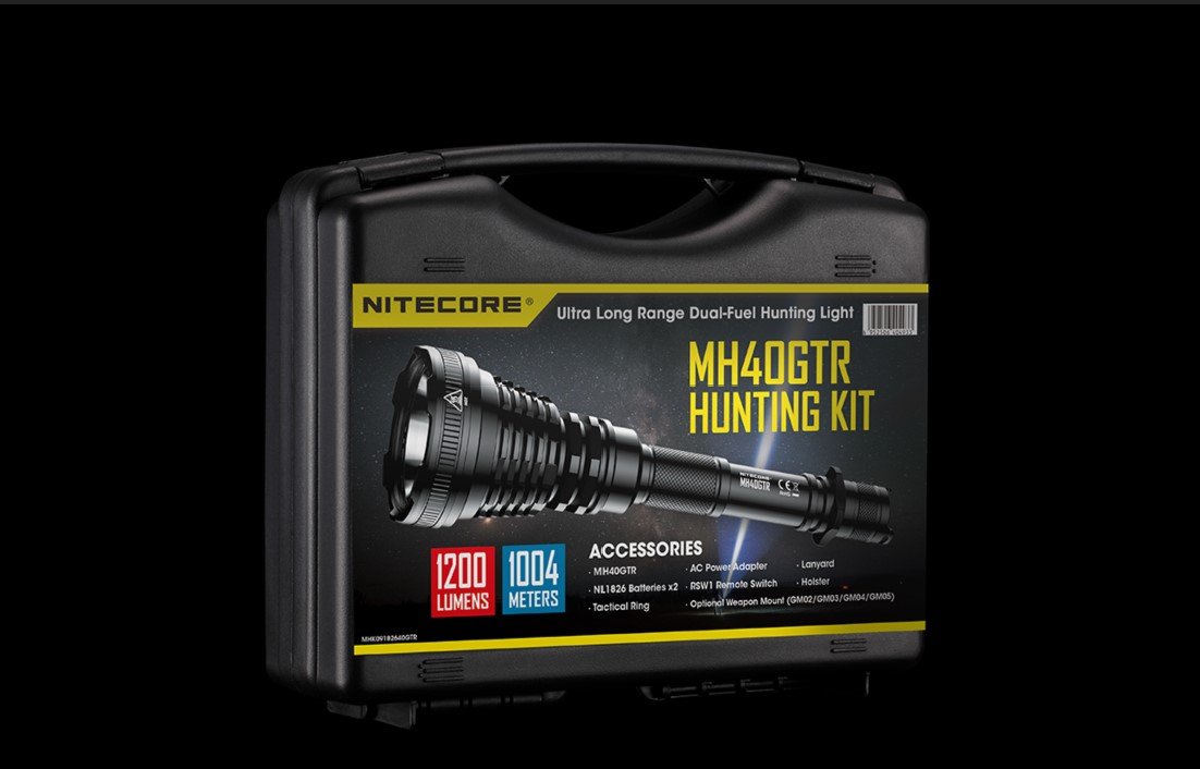 Nitecore MH40GTR Hunting Torch Flashlight Kit, Rechargeable, 1200 Lumens, 1004m Range - Australian Tactical Precision