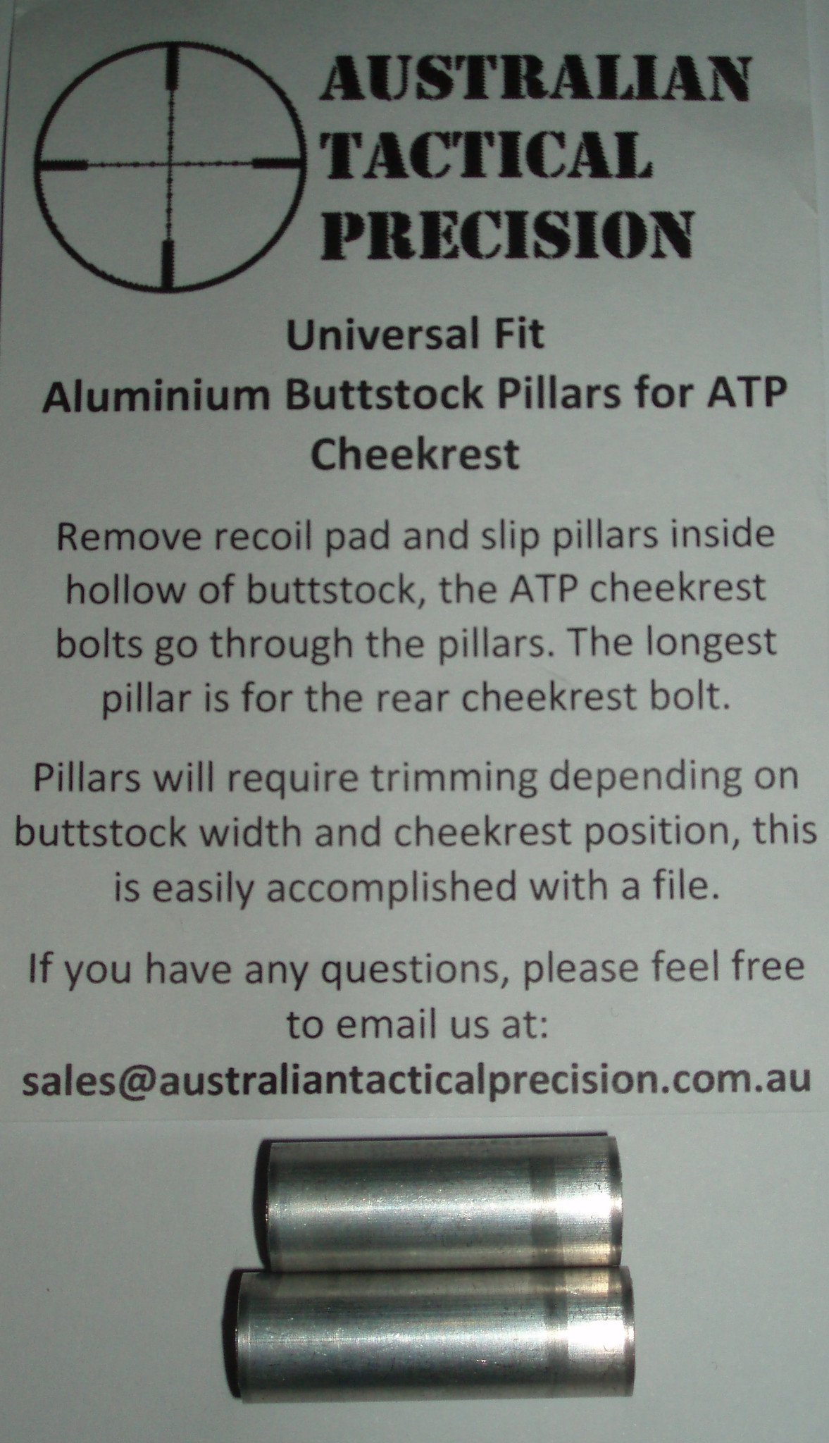 Universal Fit Aluminium Buttstock Pillars for the ATP Cheekrest - Australian Tactical Precision