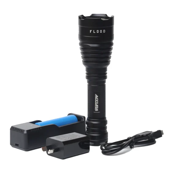 Accura Flood LED Flashlight Torch with Charger, 1000 Lumens
