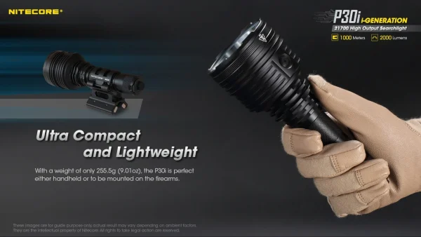 Nitecore P30i Hunting Torch Flashlight Kit, Rechargeable, 2000 Lumens, 1000m Range - Image 8
