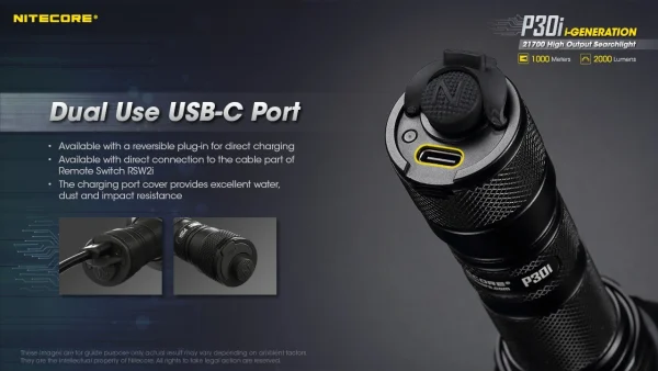 Nitecore P30i Hunting Torch Flashlight Kit, Rechargeable, 2000 Lumens, 1000m Range - Image 3