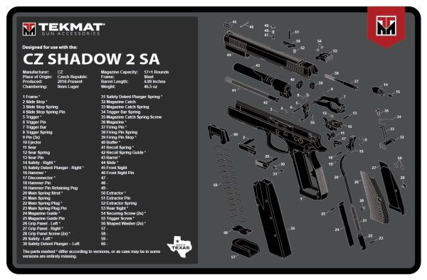Tekmat CZ Shadow 2 SA Handgun Cleaning Mat #TEK-R17-CZSHDW2