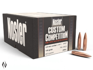 Nosler Custom Comp Competition Projectiles HPBT, 6.5mm .264 Cal, 140gr, Box 250